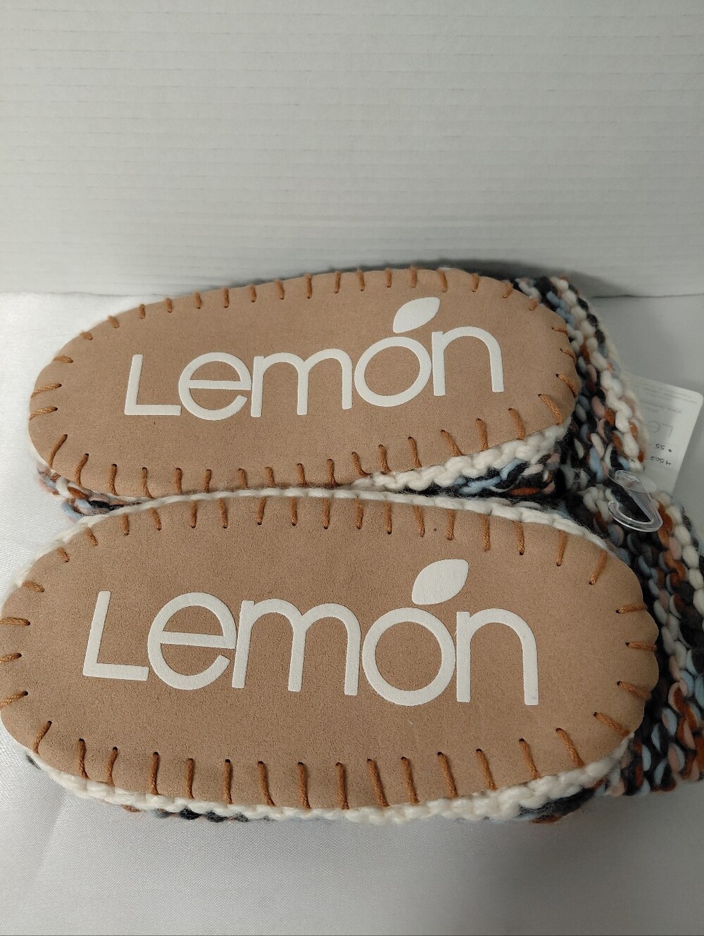 Lemon Aurora Multicolor Knit Slipper Boots with Tan Soles